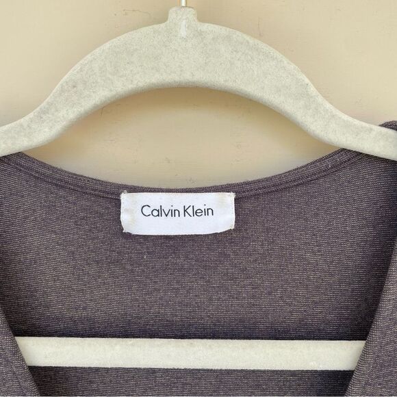 Calvin Klein Colorblock Puff Sleeve Midi Dress in Gray & Black Size M - Picture 4 of 9